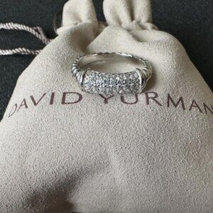 David Yurman Sculpted Cable Band Ring | Sterling Silver with Pavé Diamonds